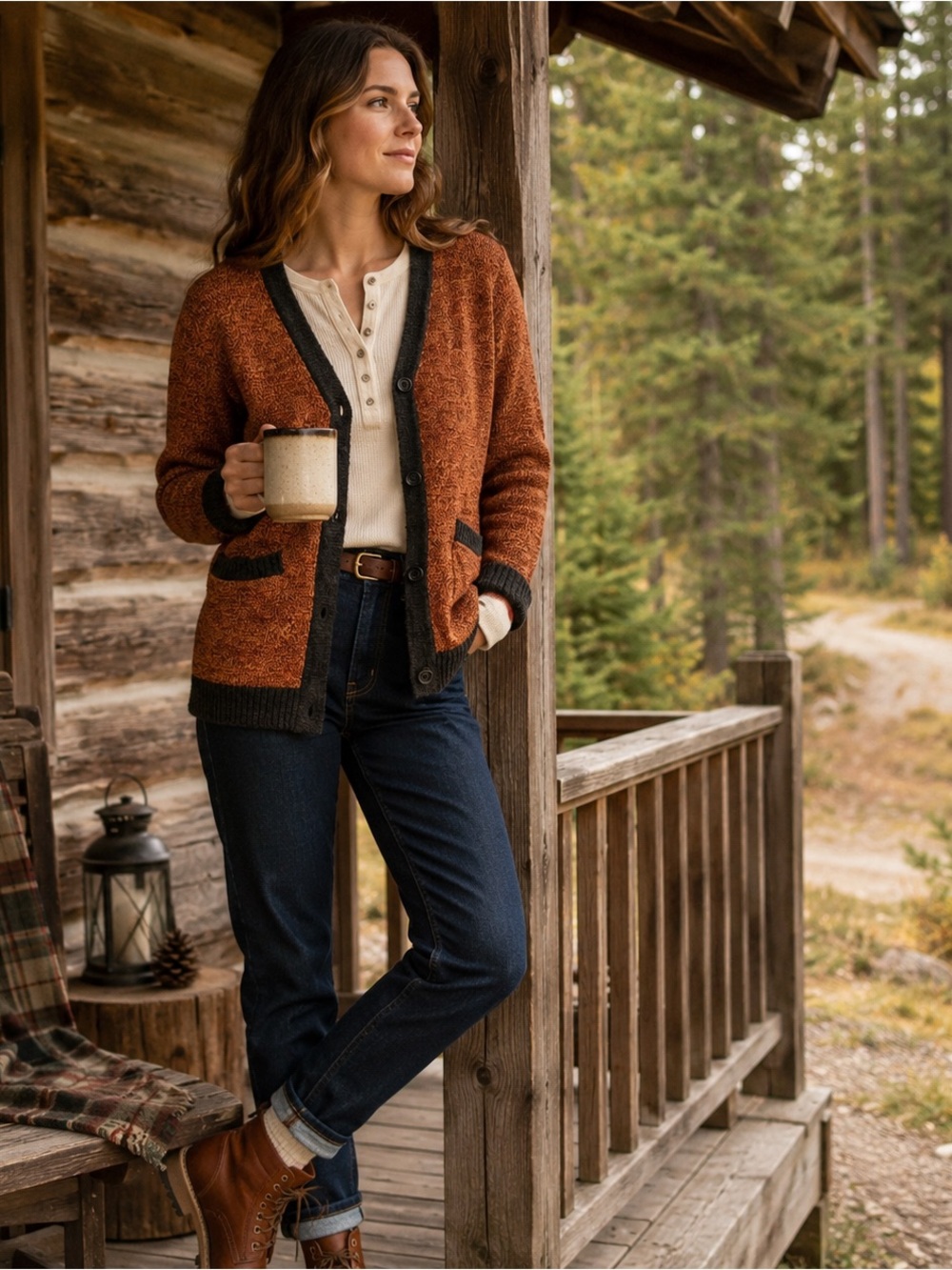 O’Hanlon Mills Lambswool Blend Cardigan XS Rust Marled Cabin Core Fall NWOT - Picture 1 of 7